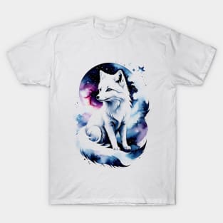 Arctic Fox in Nebula T-Shirt